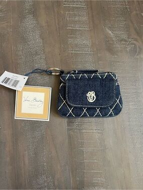 NWT-Limited Edition Vera Bradley Denim Quilted Key Pouch/Coin Purse - Navy